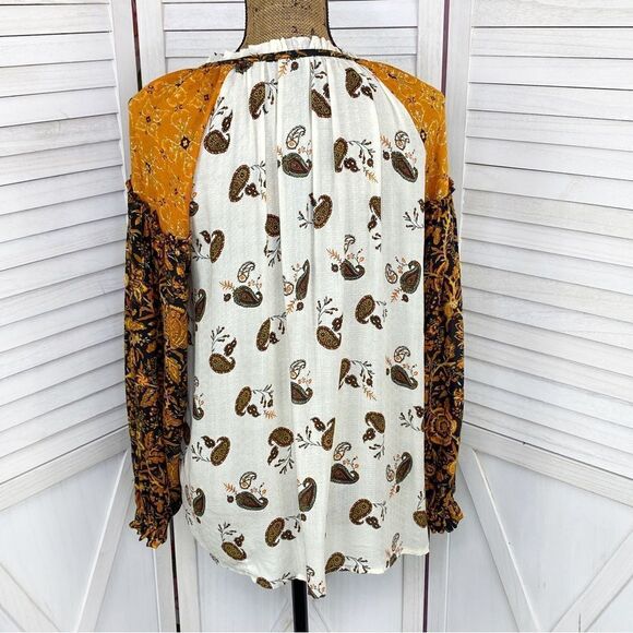 Jane & Delancey Paisley Floral Pattern Block Peasant Blouse Small - Picture 4 of 12